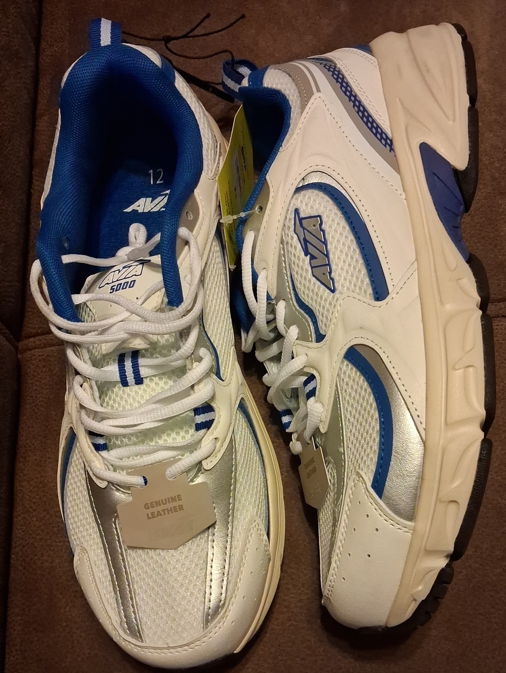 Avia 5000 Men's White and Blue Leather Athletic Sneakers Size 12